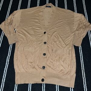 Zara Tan Camel V-neck Button Cardigan